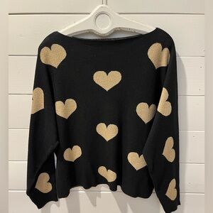 🖤 BELLDINI Black Sweater with Gold Hearts – Size 1X